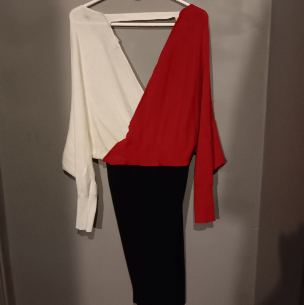 Womens red black and white dress